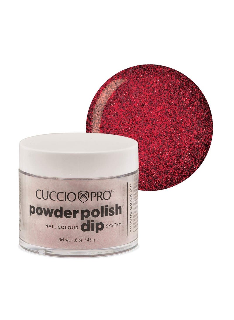 Cuccio Colour Powder Nail Polish - Lacquer For Manicures And Pedicures - Highly Pigmented Powder That Is Finely Milled - Durable Finish With A Flawless Rich Color - Dark Red Glitter - 1.6 Oz