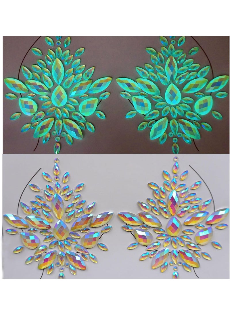 glow in the dark body gems halloween rave face jewels festival face gems sticker temporary tattoo body jewels sticker for halloween make up party