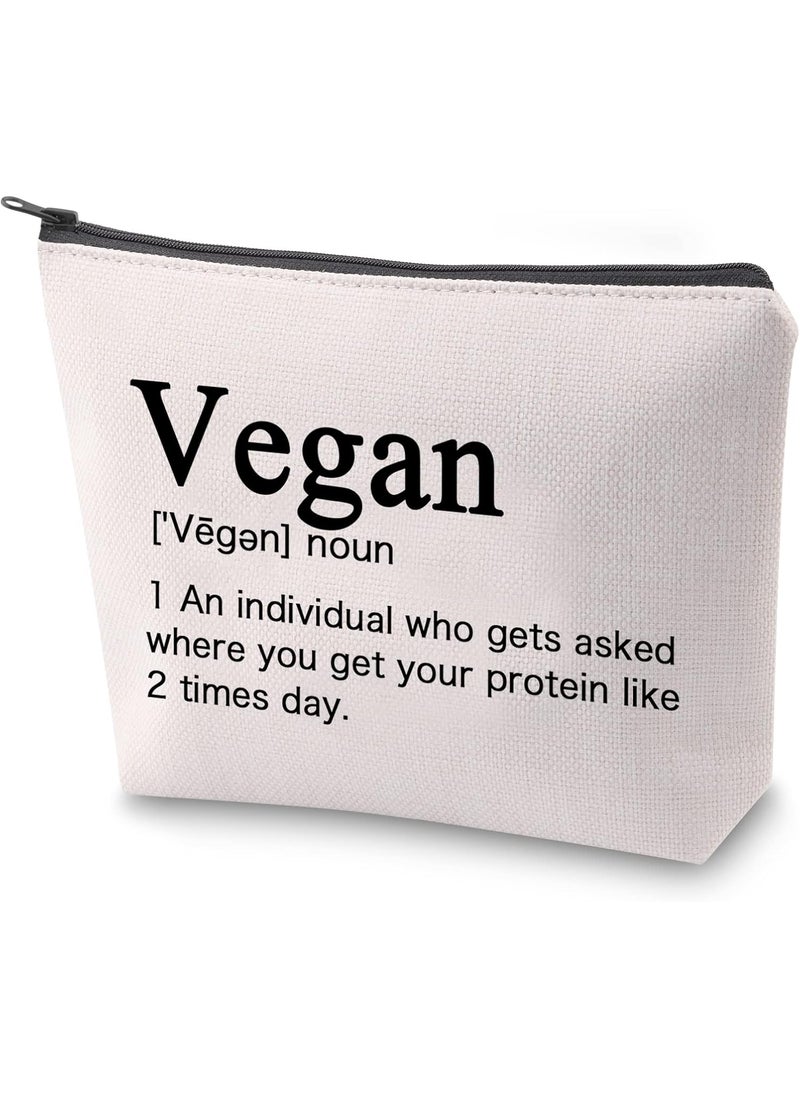 ZJXHPO Vegan Cosmetic Bag Vegetarian Travel Case Gift Herbivore Survival Kit Vegan Definition Makeup Zipper Pouch Bag Vegan Gift for Women (VEGAN)