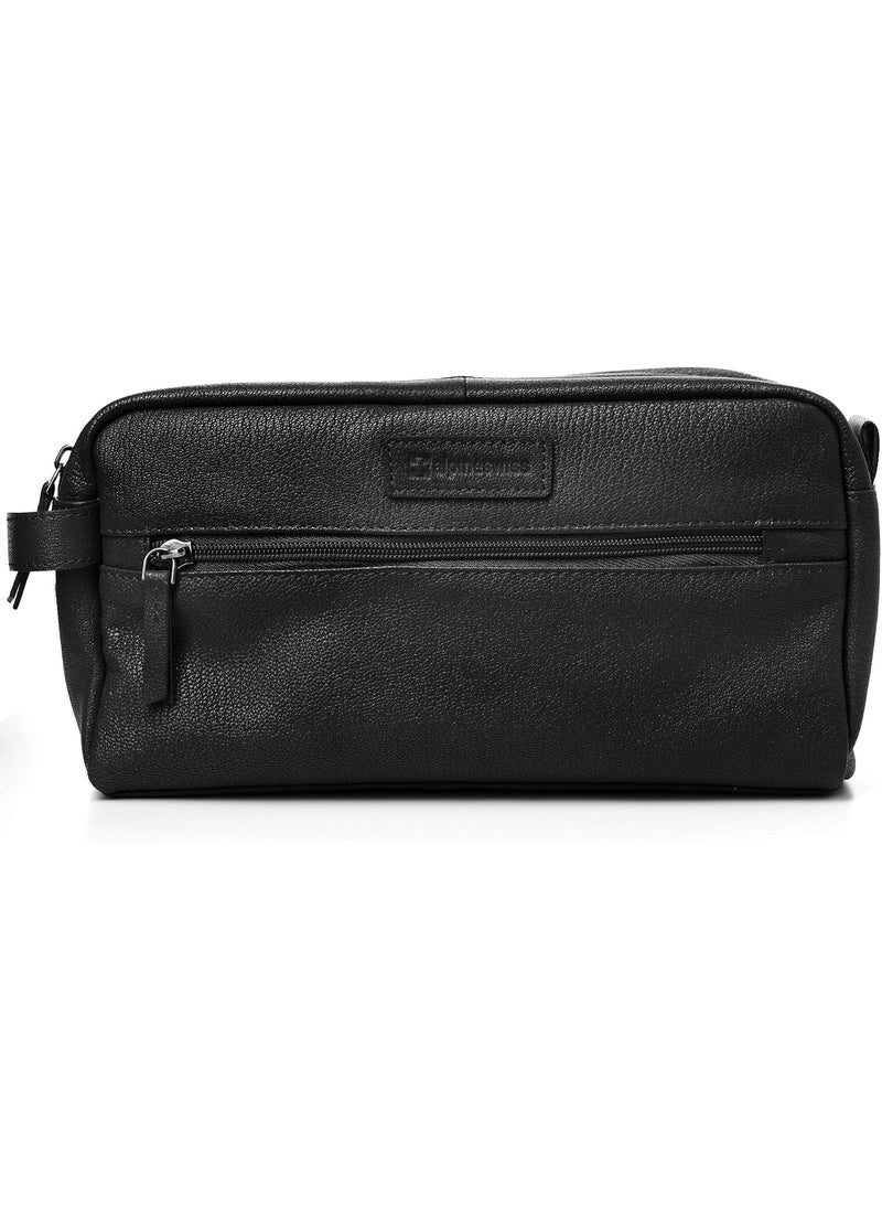 Alpine Swiss Sedona Toiletry Bag Genuine Leather Shaving Kit Dopp Kit Travel Case