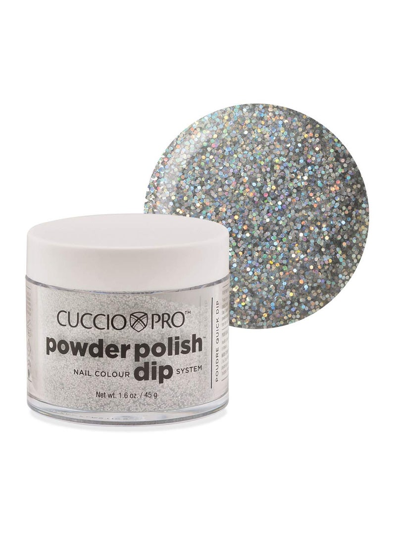 Cuccio Powder Polish - Acrylic Nail Colour Dip System - 45g (1.6oz) Dipping Powder - Deep Silver Glitter