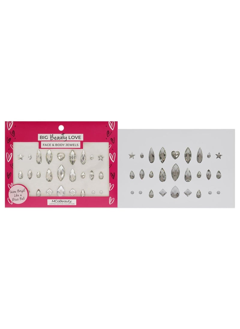 MCoBeauty Big Beauty Love Face And Body Jewels - Light-Reflecting - Easy Apply, Self-Adhesive Gems - Stays On For Long - Safe To Use And Wear - Creates Stunning And Unique Looks - 1 Pc