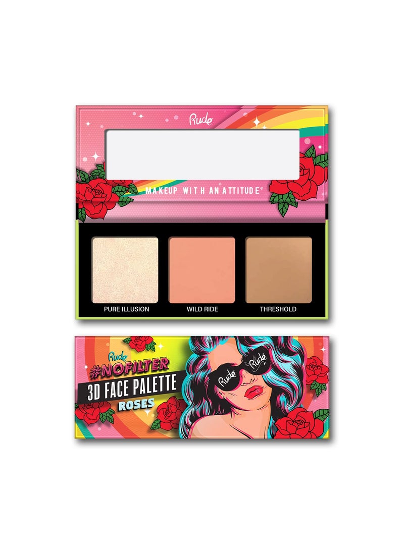 RUDE NOFILTER 3D FACE PALETTE, Roses