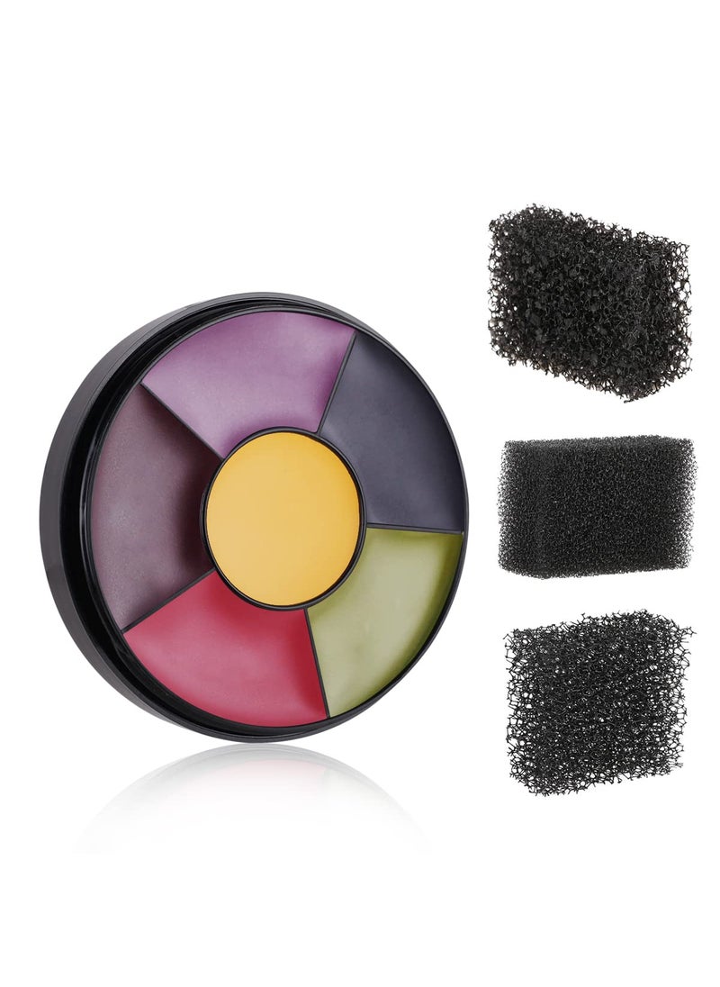 MEICOLY 6 Color Bruise Wheel for Special Effects,Hunting Camo Face Body Paint Kit,Light Green Gamora Witch Face Paint,Trauma SFX Makeup Kit Halloween Makeup with 3pcs Stipple Sponges,Monster and Alien