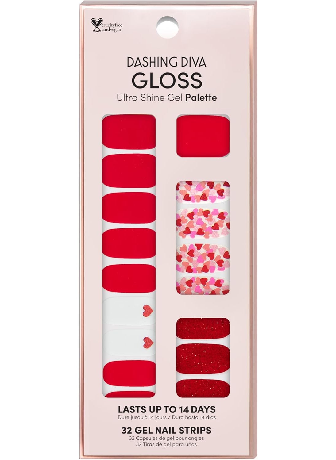 Dashing Diva Gloss Nail Strips - Girl Crush | UV Free, Chip Resistant, Long Lasting Gel Nail Stickers | Contains 32 Nail Wraps, 1 Prep Pad, 1 Nail File