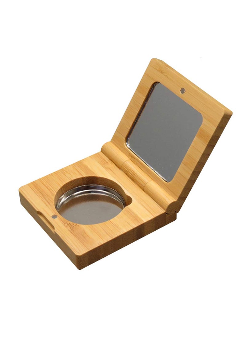 mollensiuer Bamboo Empty Eye Shadow Case Box Single Aluminum Palette Pans Magnetic Eyeshadow Makeup Palette Cosmetics Organizer Container for Eye Shadow, Blush, Powder
