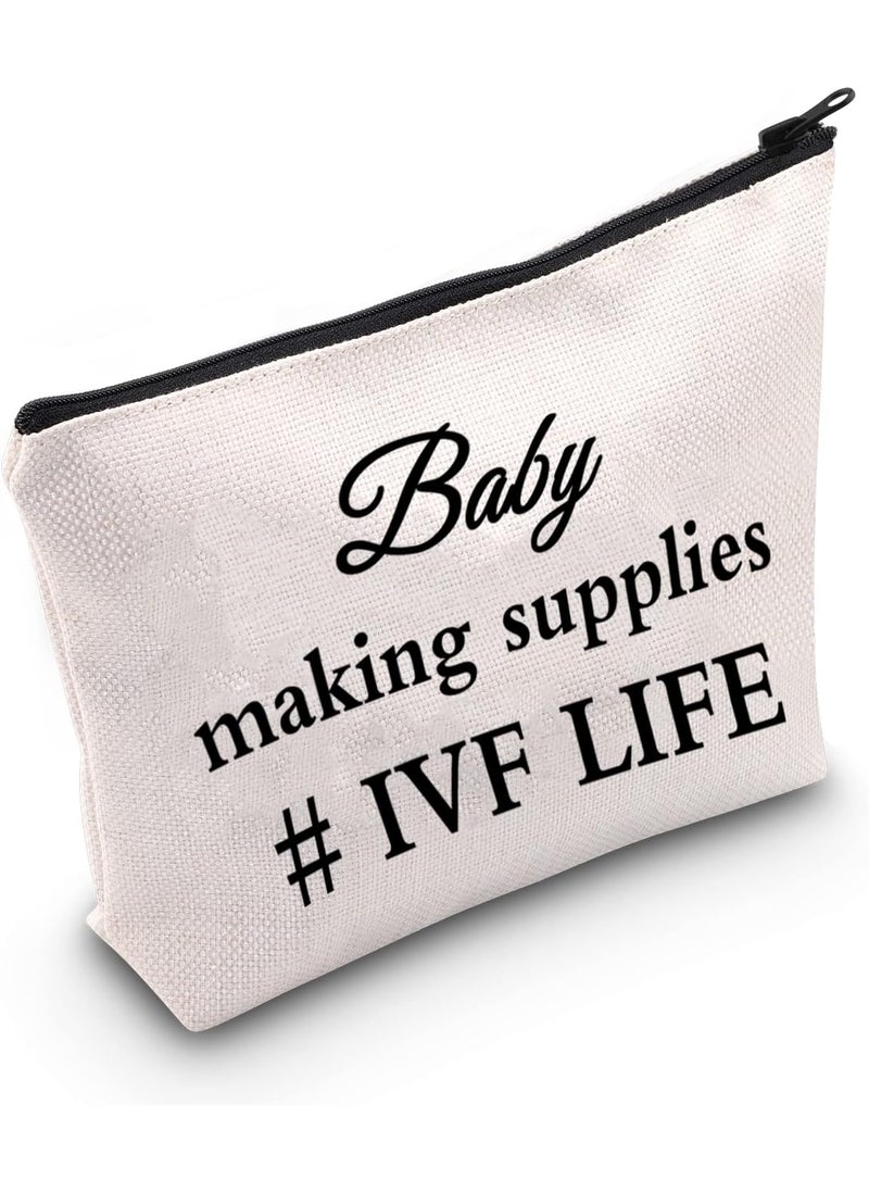 LEVLO Funny IVF Mom Gift IVF Infertility Makeup Bag Baby Making Supplies IVF Lucky Transfer Cosmetic Bag for Women (Baby Making Supplies)