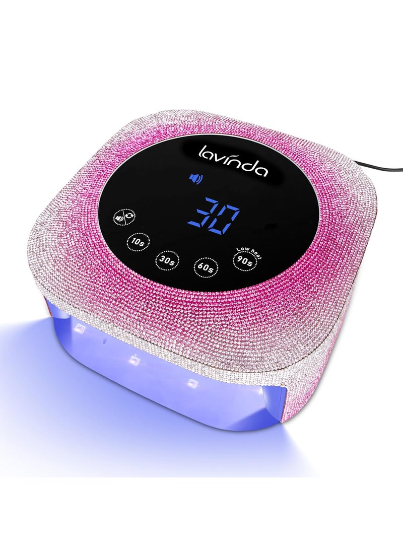 Lavinda UV Nail Lamp, 54W UV Light for Gel Nails with Rhinestones, Plug-in UV LED Nail Lamp Nail Light Fast Curing Lamp Nail Dryer for Gel Polish, Nail Supplies for Salon Home Use, Gradient Pink