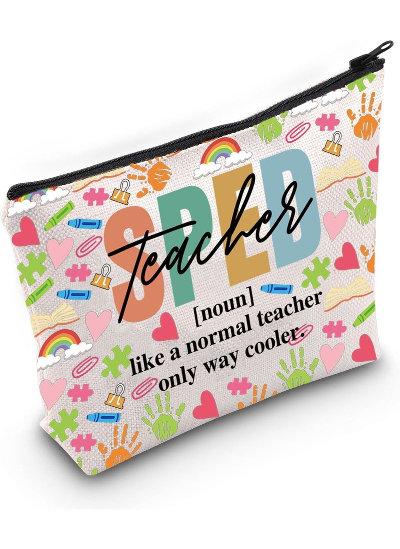 Gzrlyf Sped Teacher Makeup Bag Autism Awareness Special Education Teacher Gifts Iep Gift Thank You Gift Special Ed Cosmetic Bag (SPED teacher noun)