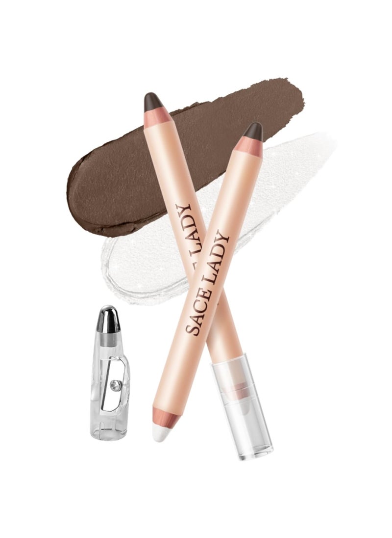 SACE LADY Double-Headed Highlighter Contour Pencil, Silky Smooth Highlight Bronzer Pen Easy Reshape Scuplt Bronze Face Makeup (01, 0.11Oz)