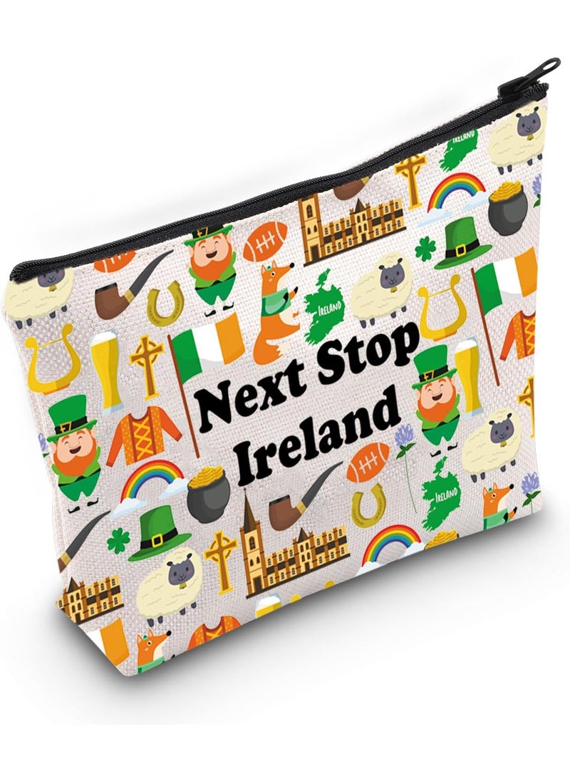 JXGZSO Ireland Trip Gift Next Stop Ireland Cosmetic Bag Ireland Travel Pouch Ireland Vacation Makeup Bag Traveler Gift