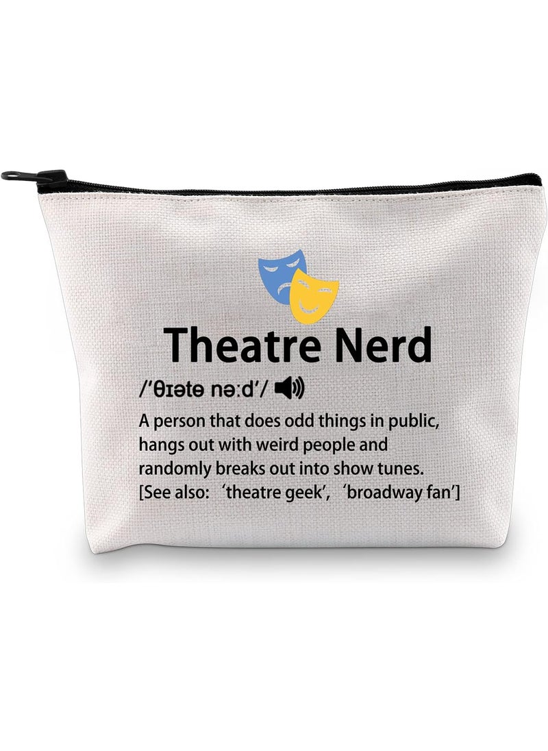 MBMSO Theatre Gifts Theatre Nerd Makeup Bag Drama Gifts Broadway Musical Gifts Theatre Lover Gifts Comedy Tragedy Masks Travel Bag Theatre Geek Gifts (Theatre Nerd bag)
