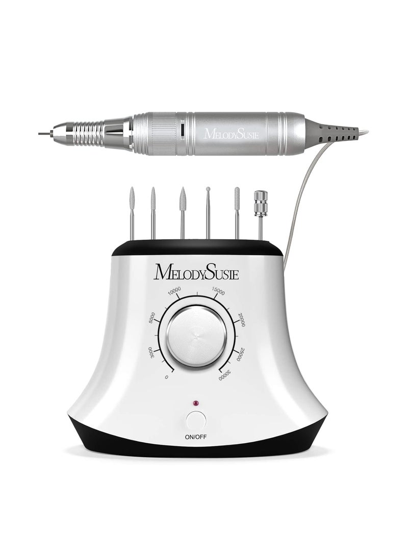 MelodySusie Electric Nail Drill with Foot Pedal, 30000RPM Professional Nail File Bits & Sanding Bands Kit for Acrylic & Gel Nails, Efile Nail Drill Set for Manicure Pedicure Polishing, Scarlet White