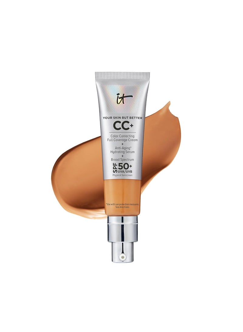 IT Cosmetics Your Skin But Better CC+ Cream - Color Correcting Cream, Full-Coverage Foundation, Hydrating Serum & SPF 50+ Sunscreen - Natural Finish - 1.08 fl oz