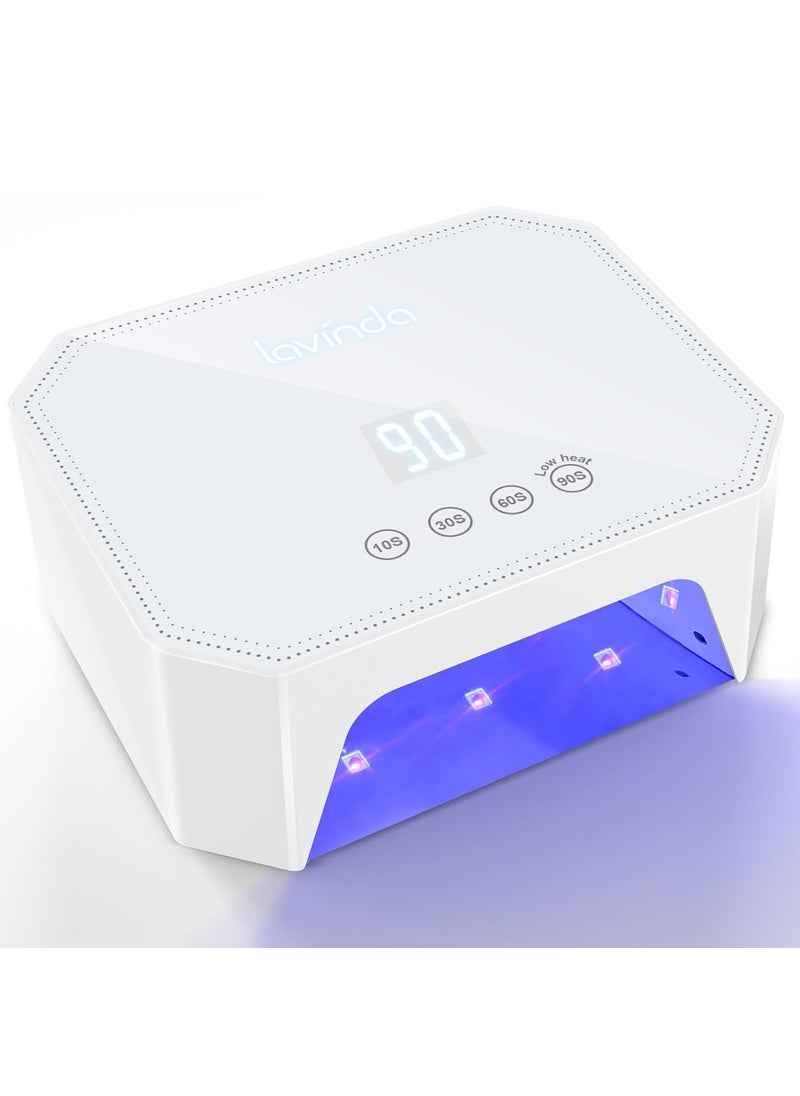 Lavinda 54W UV LED Nail Lamp for Gel Nails, Large Touch Display & Fast Curing, 4 Timer Settings Professional Nail Dryer Light, Compatible All Gel Types Home Salon White