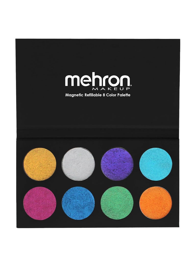 Mehron Makeup Paradise Makeup AQ 8 Color Metallic Palette | Magnetic Refillable Body Paint & Face Paint Palette | Professional Water Activated Makeup for Costumes, SFX, Halloween, & Cosplay