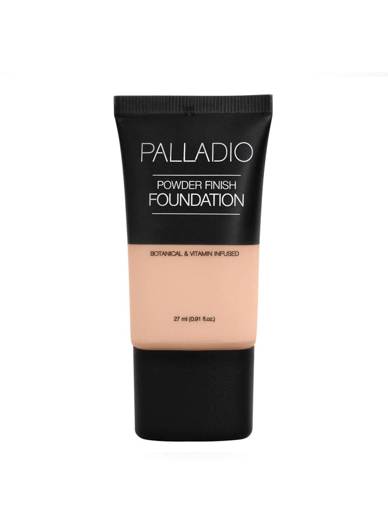 Palladio Powder Finish Liquid Foundation, Natural Matte Appearance, Reduces Fine Lines, Covers Large Pores, Hides Imperfections, All Day Wear, Sheer to Medium Coverage, Ivory