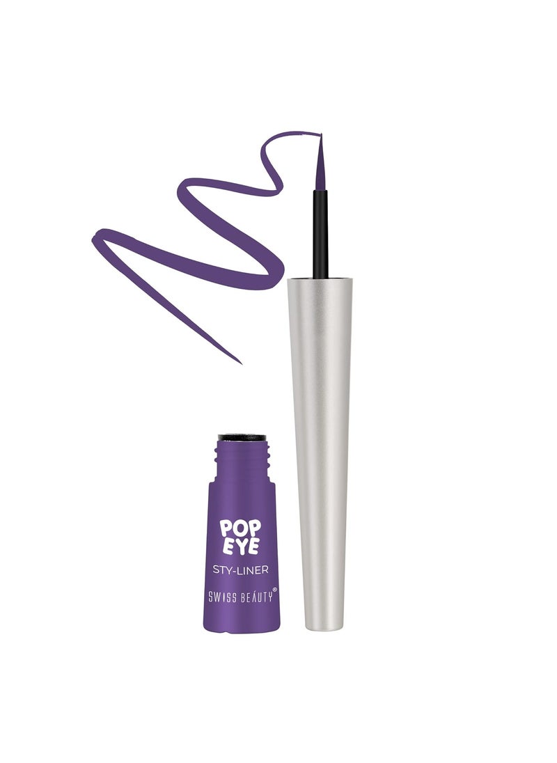 Pop Eyeliner | Waterproof and Long lasting Liquid Eyeliner | Smudge Proof Eye Makeup |Quick Drying |Shade - Plum Purple , 3 ml |
