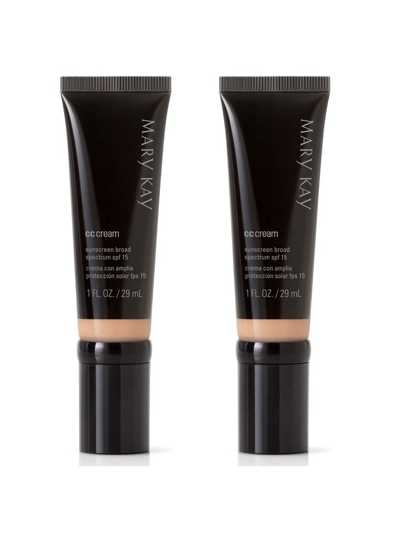 2 PCS MARY KAY CC CREAM SUNSCREEN BROAD SPECTRUM SPF 15 1 FL. OZ.MEDIUM TO DEEP