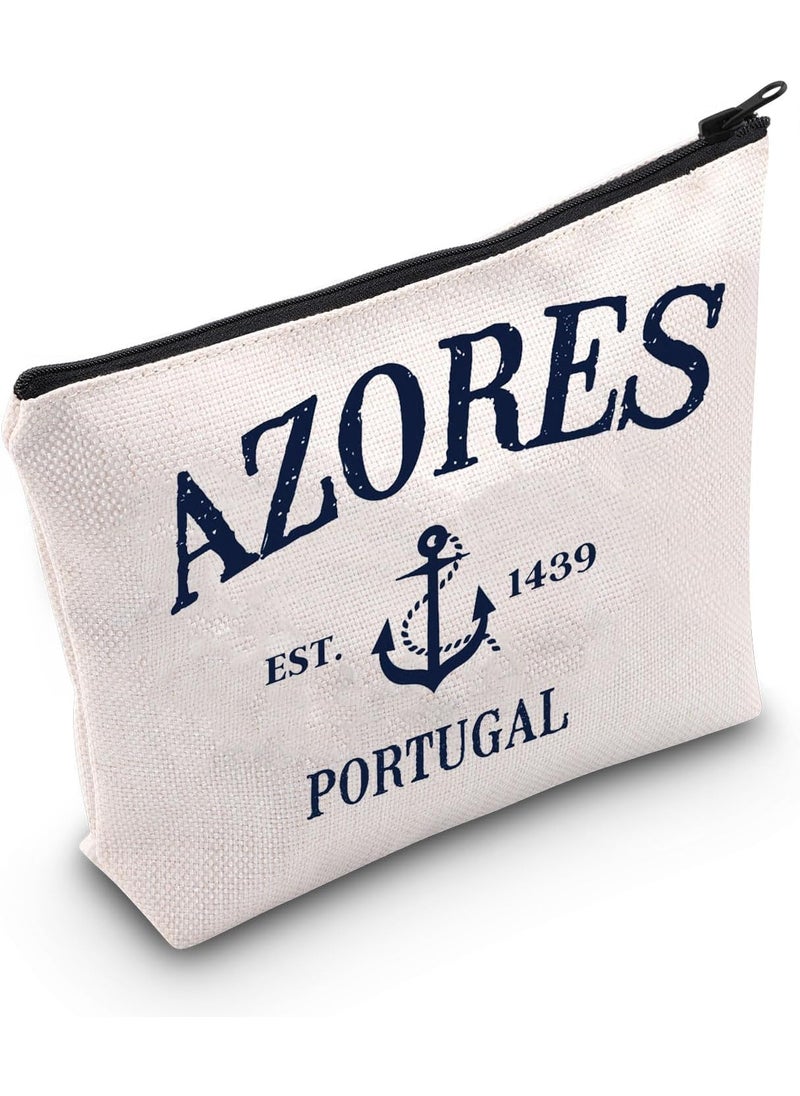 POFULL Azores Islands Trip Vacation Gift Portugal Traveler Gift Azores Islands Portugal Anchor Cosmetic Bag (AZORES)
