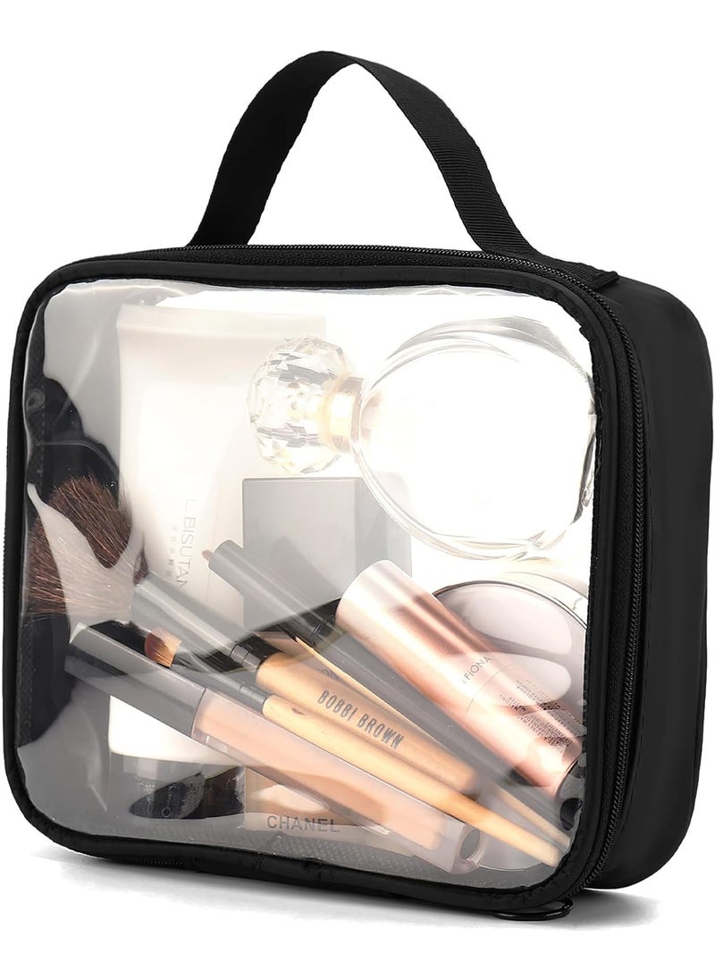 TSA-Approved Clear Travel Toiletry Bag, Clear Makeup Bag, Cosmetic Bag with Large Opening, Double Zipper Travel Organizer with Handle