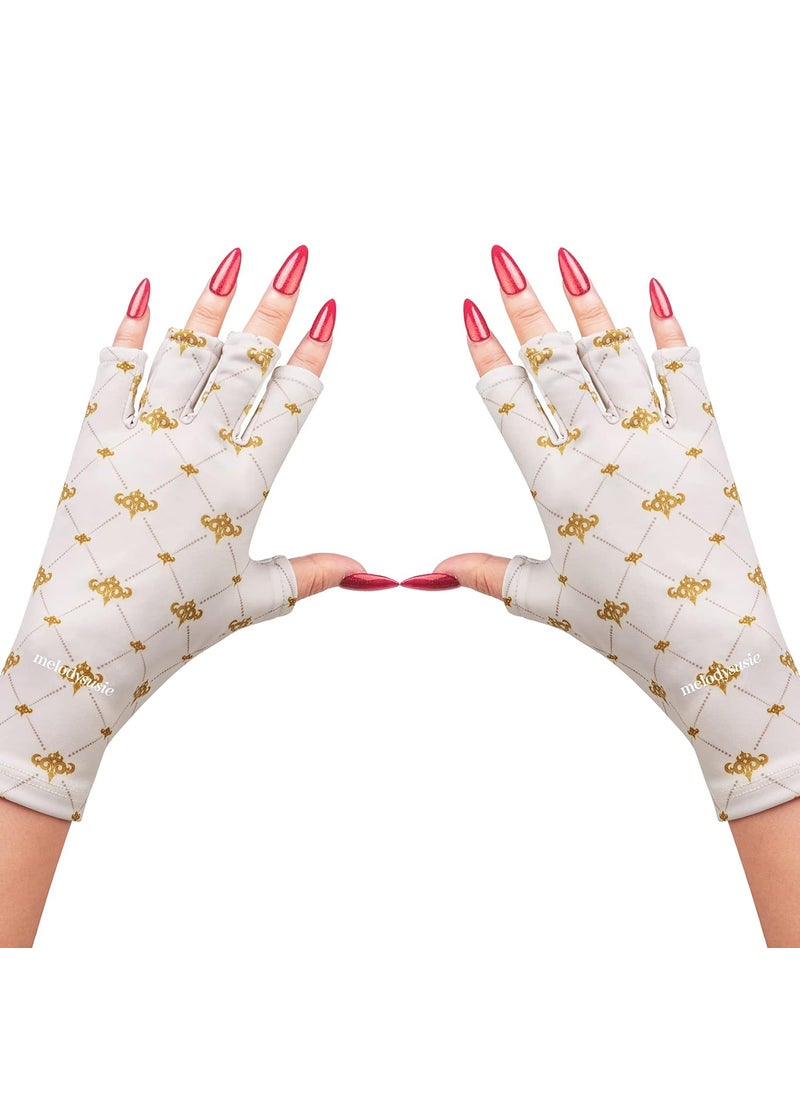 MelodySusie UV Gloves for Nails, UV Lamp Gloves for Manicures Protection, Modern Stylish Gel Manicure Gloves, Nail Art Skin Care Fingerless UV Shield Gloves