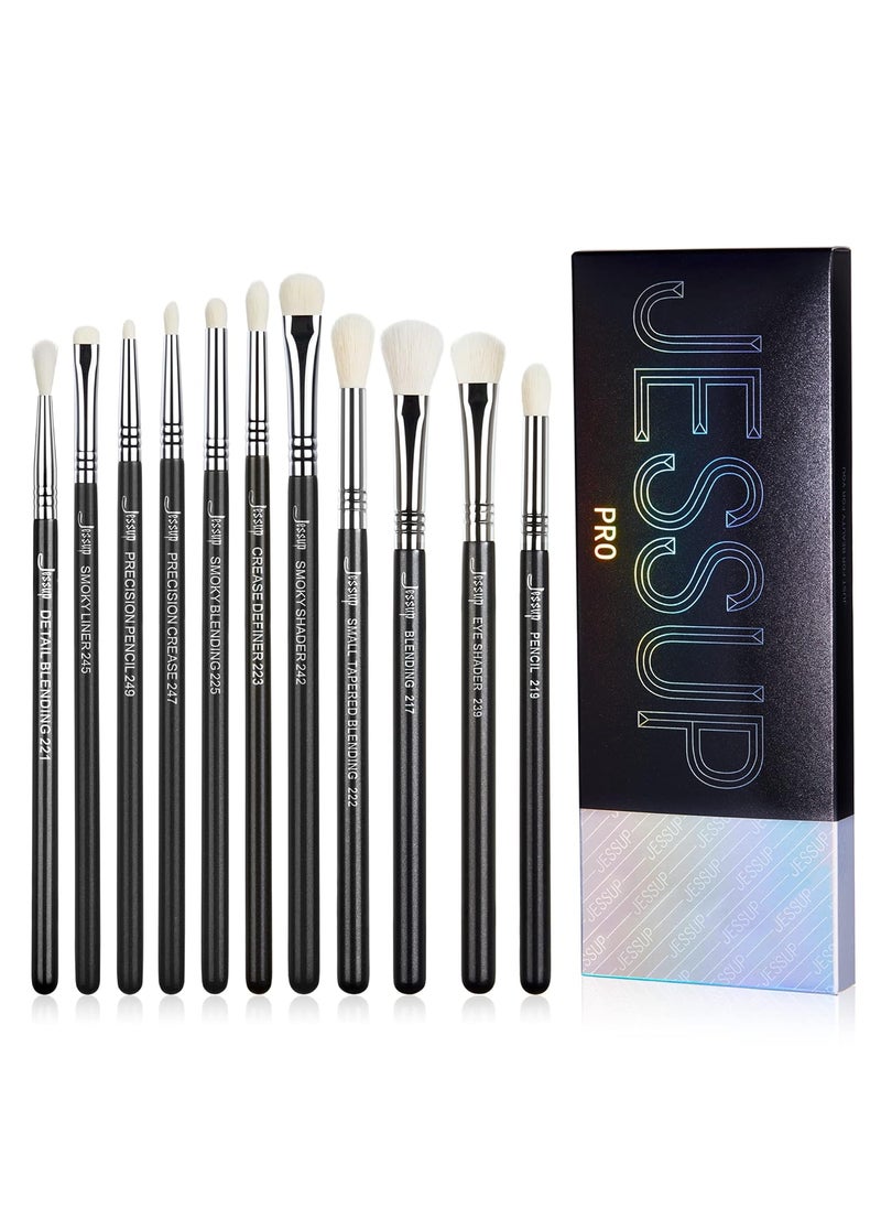 Jessup Eyeshadow Brush Set 11pcs Eye Makeup Brushes Set Professional Eye Shadow Brush Blending Brush Shader Crease Brush Black T340