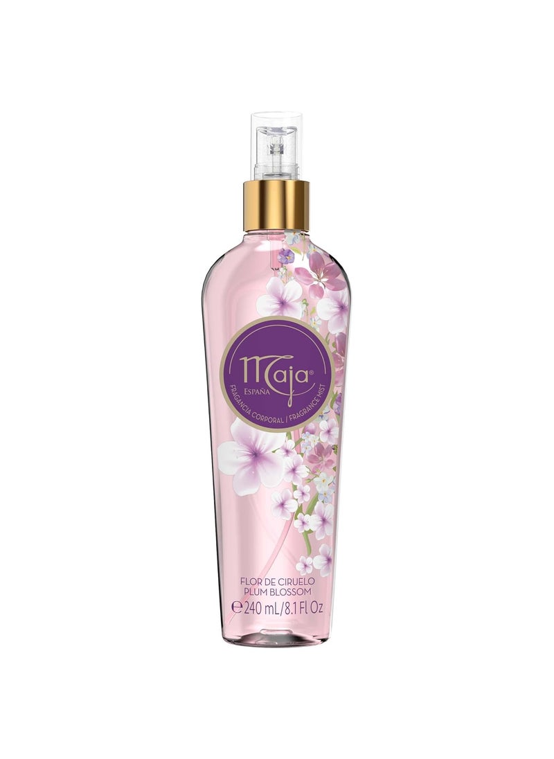 Maja Plum Blossom Perfumed Body Mist with Floral and Fruity notes to refresh yourself any time, Transparent Purple, 8.1 Fl Oz, Spray Bottle