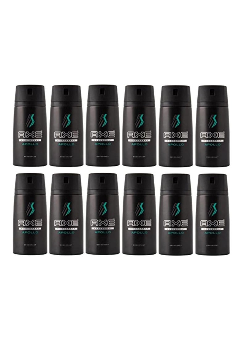 12 AXE Body Spray deodrant Anit-Aerspirant (12X 150 ml/5.07 oz, Apollo)