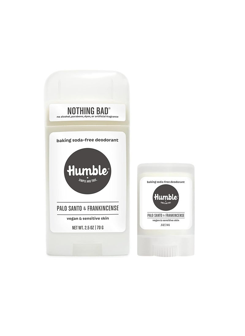 HUMBLE BRANDS Aluminum-Free Deodorant, Vegan and Cruelty- free, Formulated for Sensitive Skin, Sensitive Palo Santo & Frankincense Deodorant Full & Travel Pack
