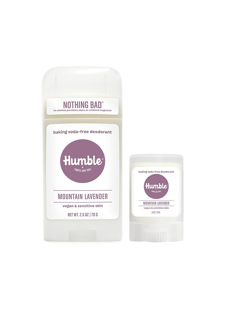 HUMBLE BRANDS Aluminum-Free Deodorant, Vegan and Cruelty- free, Formulated for Sensitive Skin, Sensitive Mountain Lavender Deodorant Full & Travel Pack