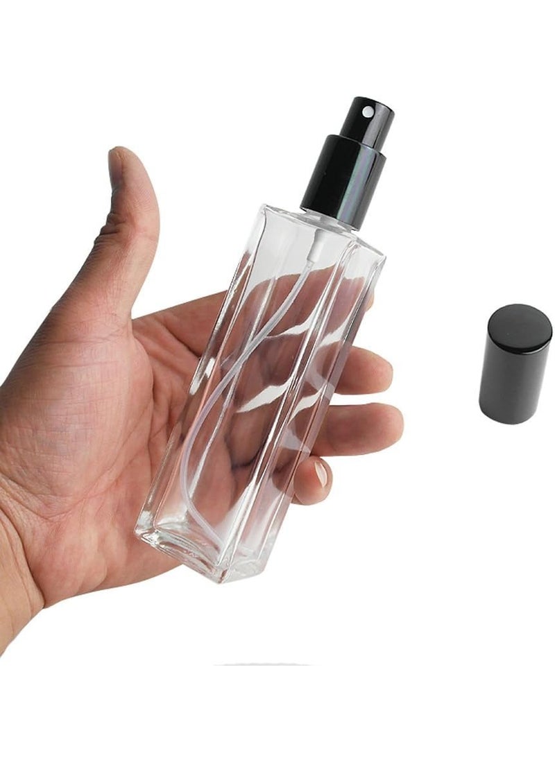 UPSTORE 1PCS Clear Empty Refill Glass Fine Mist Perfume Spray Bottle Jars with Black Cap Cosmetic Fragrance Aromatherapy Makeup Water Storage Holder Container DIY Beauty Tool(50ml/1.7oz)