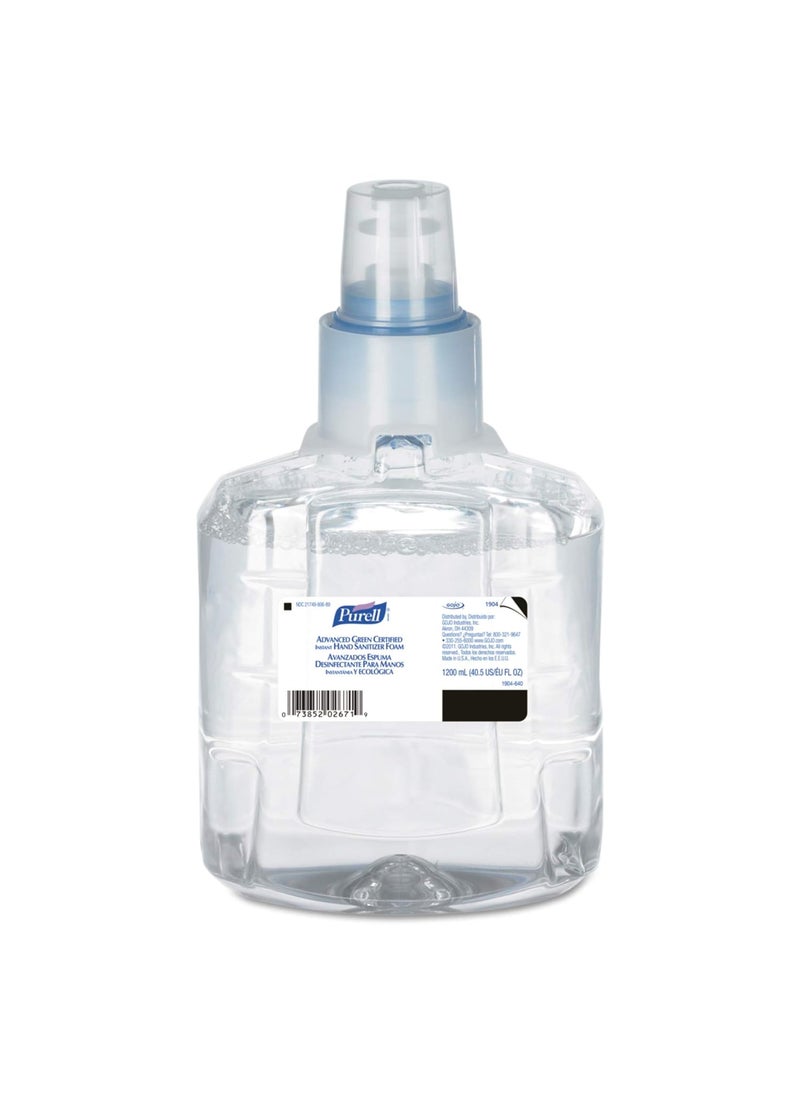Gojo 1904-02 PURELL Advanced Green Certified Hand Sanitizer Refill, Fragrance Free, 1200mL, Pack of 2