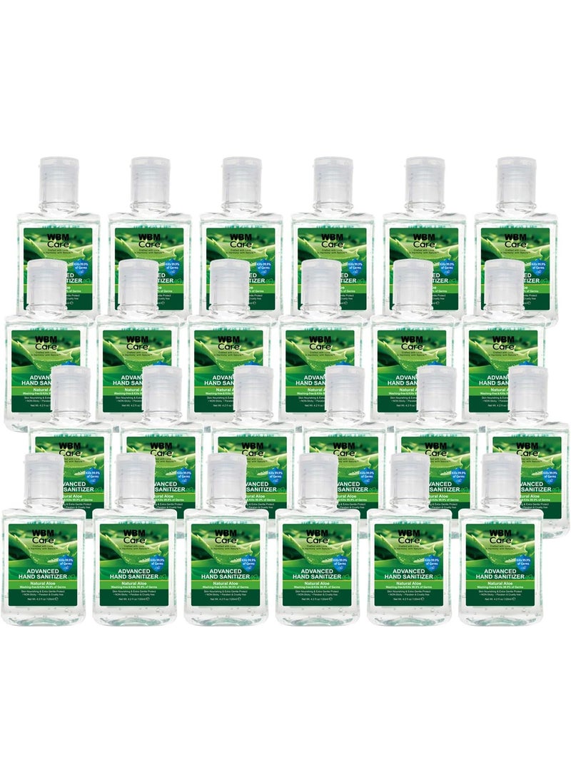 WBM Care Advance Natural Hand Sanitizer, Natural Aloe Washing-Free & Kill 99.9% of Germs, 4.2 fl oz (Pack of 24)