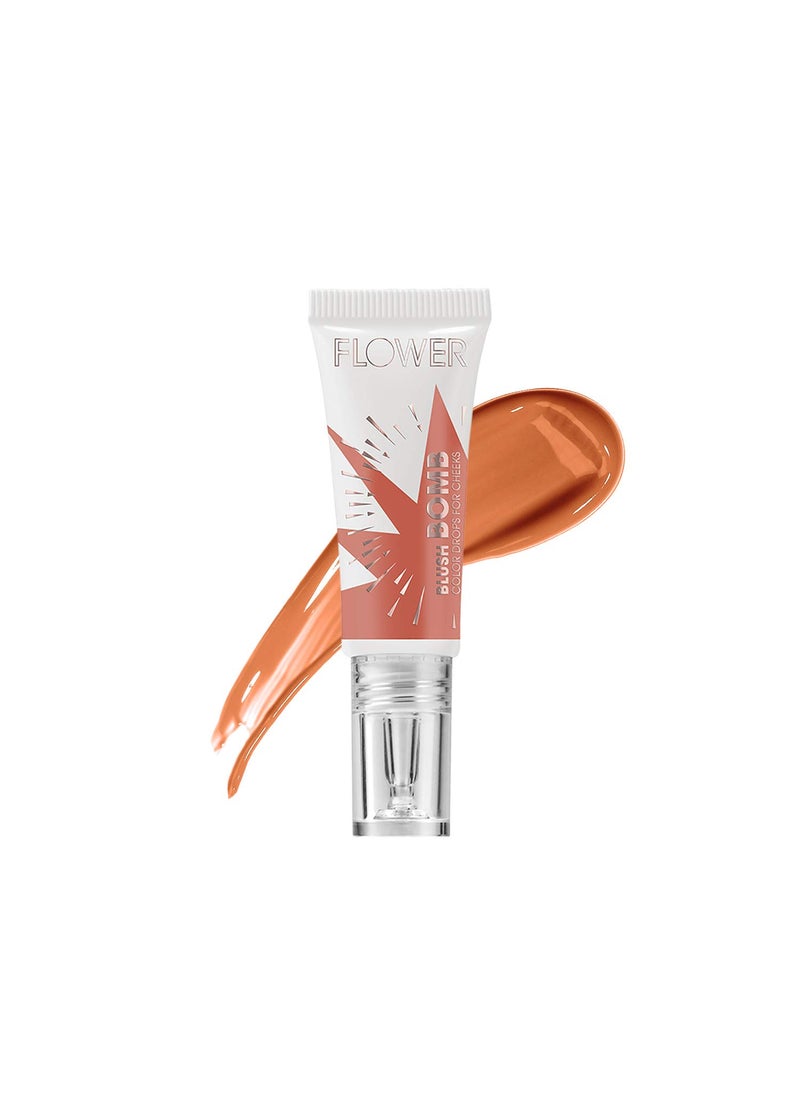 FLOWER Beauty By Drew Barrymore Liquid Blush Makeup Bomb Color Drops -Silky Lightweight Formula + Gel Cream Blush for Cheeks - Radiant + Glossy Finish - Buildable + Lightweight Formula - Cruelty-Free + Vegan (Cinnamon)
