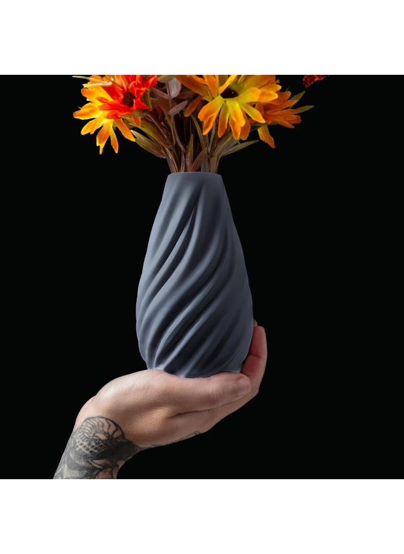 The Wave Vase by OCEAN 3D 3D Printed EcoFriendly Decorative Vase Ocean WaveInspired Modern Home Decor Silver Grey