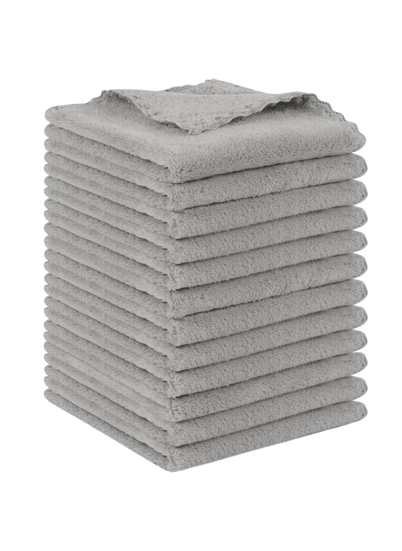 SUNLAND Microfiber Face Cloth Reusable Makeup Remover Facial Cleansing Towel Ultra Soft Face Washcloth 12inchx12inch 12 Pack Grey