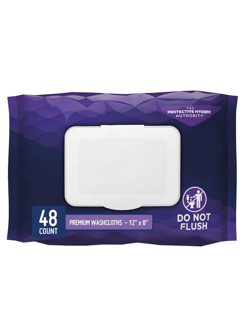 Prevail Premium Quilted Soft Pack Adult Washcloths, Unisex Adult Disposable Incontinence Wipes for Men & Women, 12