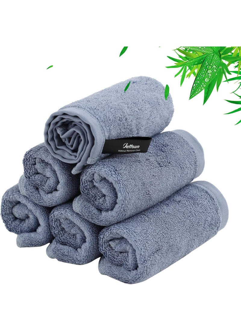 Wash Cloths 6 Pack, Reusable Makeup Remover Cloths, Super Soft and Gentle Face Towel for Sensitive Skin, 10x10 inch Small Face Washcloths, Easy to Rinse Quick Dry Slate Blue Facial Cleansing Cloths