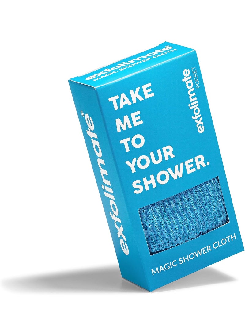 ExfoliMATE | Magic Exfoliating Shower Cloth Gently Removes Dead Skin for a Youthful Clear Complexion (Pocket 2.0, Aqua)