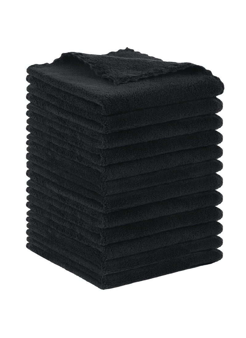 SUNLAND Microfiber Face Cloth Reusable Makeup Remover Facial Cleansing Towel Ultra Soft Face Washcloth 12inchx12inch 12 Pack Black