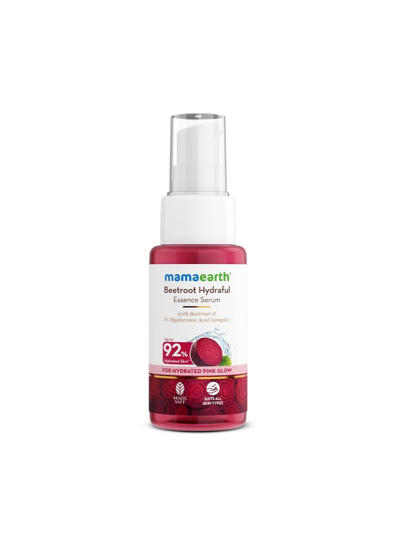 MAMAEARTH Beetroot Hydraful Essence Face Serum | Helps Give Natural Pink Glow & Long Lasting Hydration with Hyaluronic Acid | Keeps Skin Soft & Supple | 1.69 Fl Oz/50ml