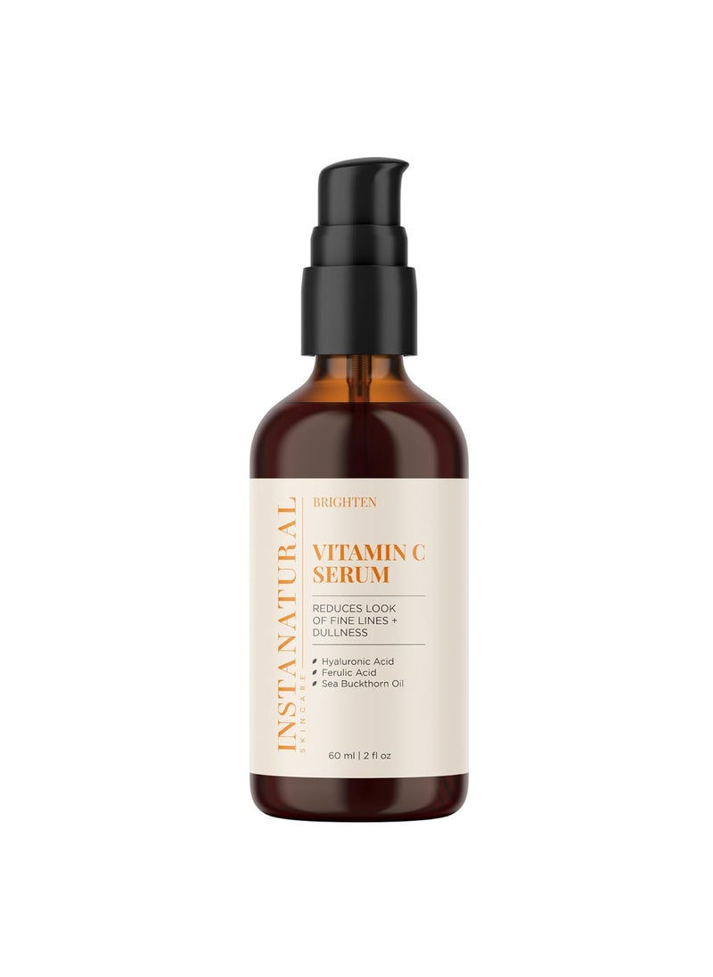 InstaNatural Vitamin C Face Serum, Brightens, Hydrates and Reduces Signs of Aging, with Vitamin C, Hyaluronic and Ferulic Acid, 2 FL Oz