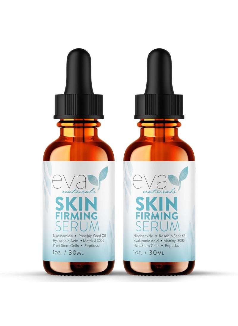 Eva Naturals Skin Firming Serum with Hyaluronic Acid, Vitamin C, and Niacinamide for Face - 2 Pack