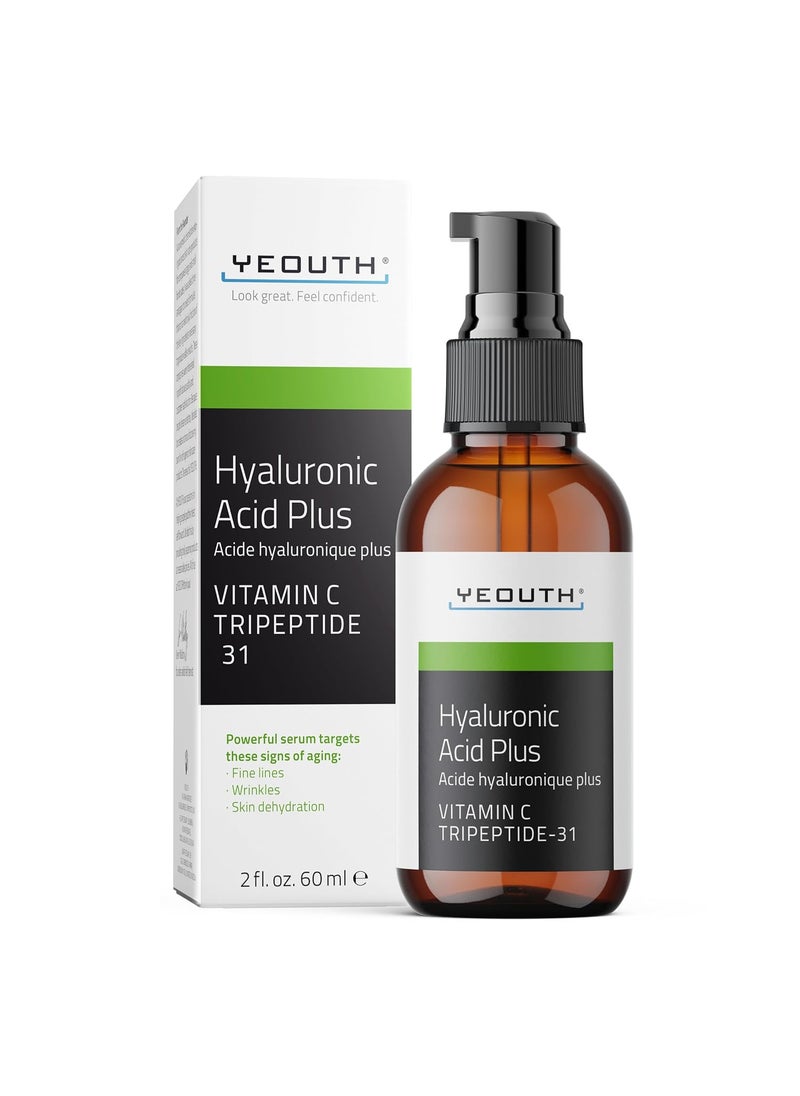 YEOUTH Hyaluronic Acid Serum for Face with Vitamin C, Hydrating Face Serum for Women & Men, Minimize the Look of Wrinkles, Patchy & Dull Skin 2oz