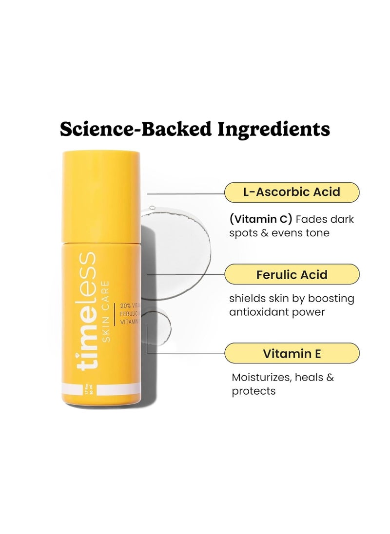 Timeless 20% Vitamin C + E + Ferulic Acid Serum Antioxidant Whitening Brightening Skincare 30ml
