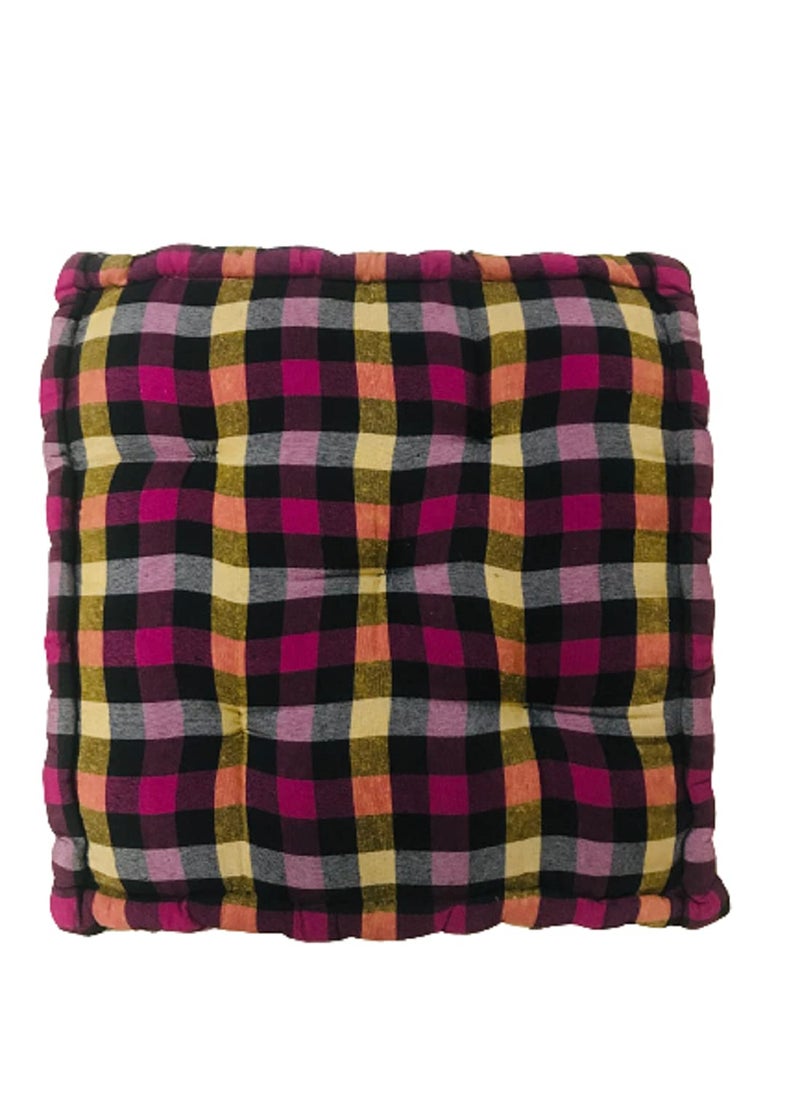 Atootfusion Home Floor Square Cotton Cushion 18 x 18 x 3 Inch Multicolour