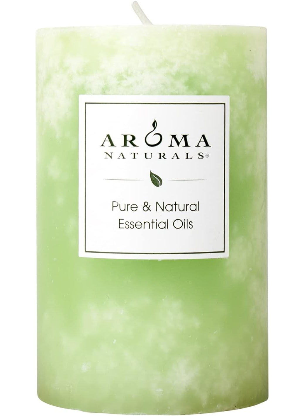 Aroma Naturals Litsea Cubeba and Bergamot Essential Oil Green Scented Pillar Candle, Verbena, 2.5 inch x 4 inch