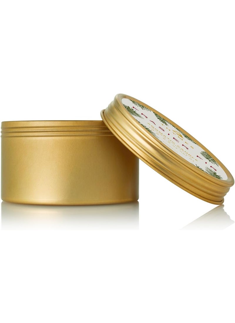 Thymes Travel Tin Holiday Candles - Scented Candles for Home Decor - Winter Scents - Christmas Gifts - Luxury Home Fragrance Gifts for Women & Men - Gold (Frasier Fir, 2.5 oz)