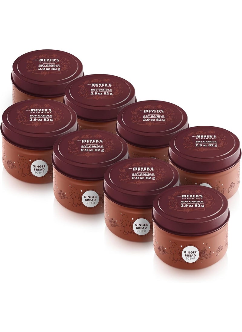 MRS. MEYER'S CLEAN DAY Scented Soy Candle, Tin Candle, Gingerbread Scent, 2.9 oz (Pack of 8)